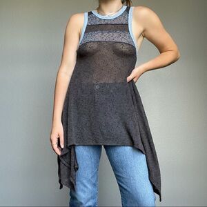 Free People Sheer Tank Top Flowy Tunic Blouse